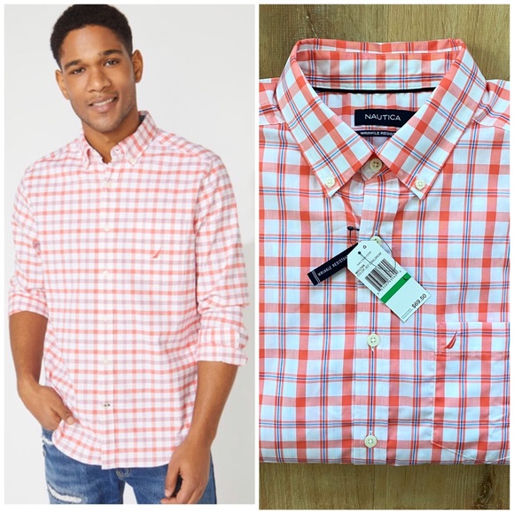 Nautica Classic Fit Long Sleeve Plaid Oxford Shirt - Picture 9 of 9